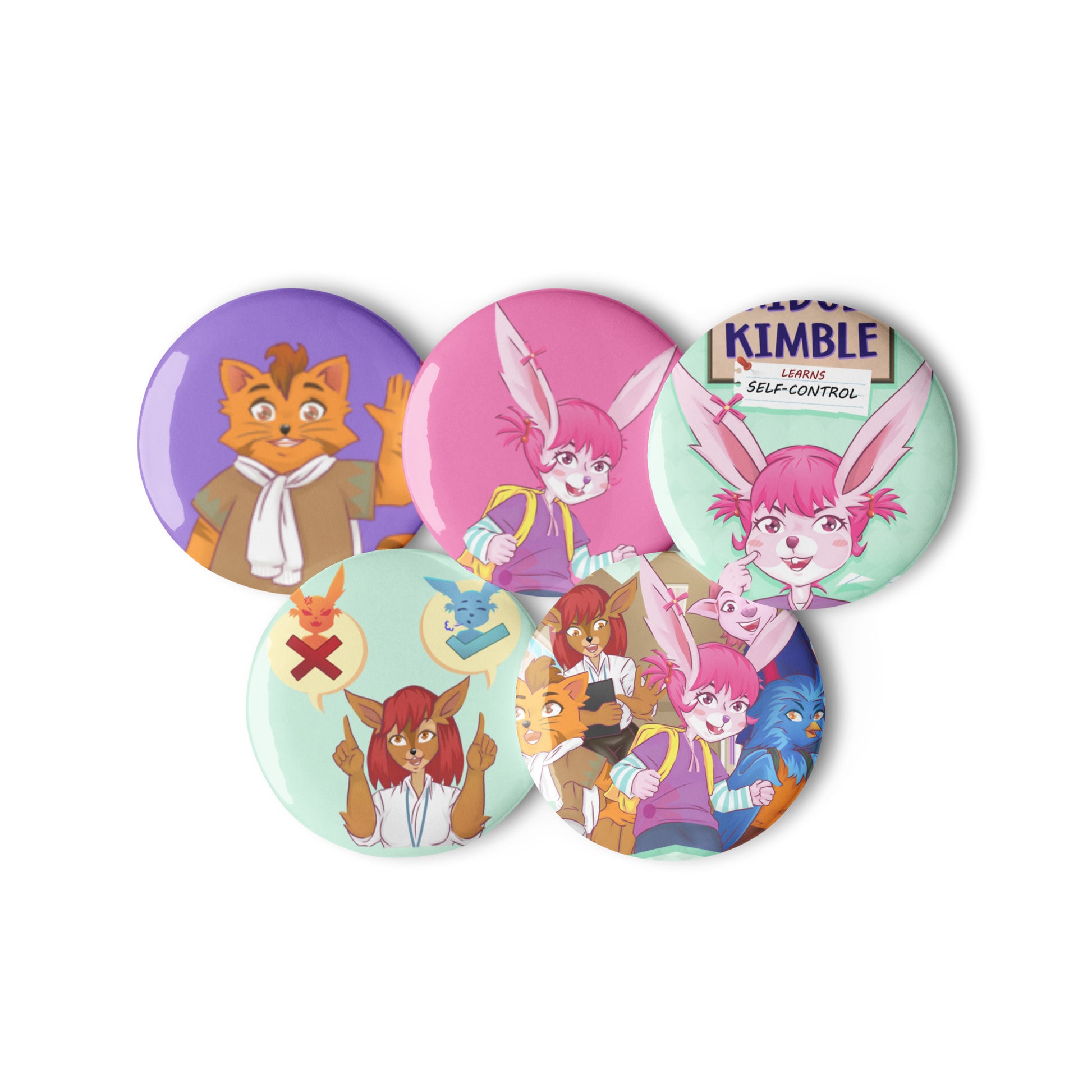 Set of pin buttons - Bridget Kimble Characters - Bridget Kimble