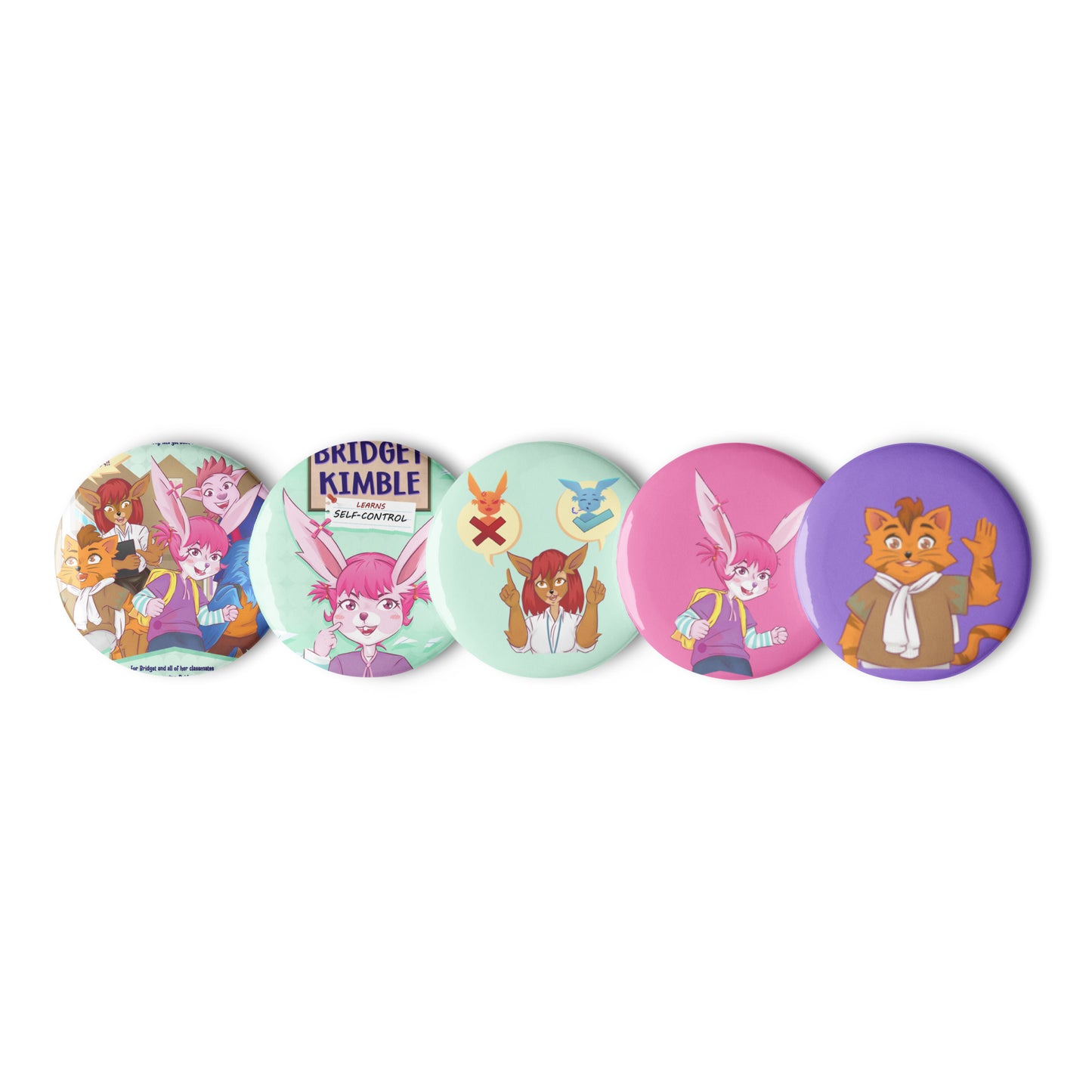 Set of pin buttons - Bridget Kimble Characters - Bridget Kimble